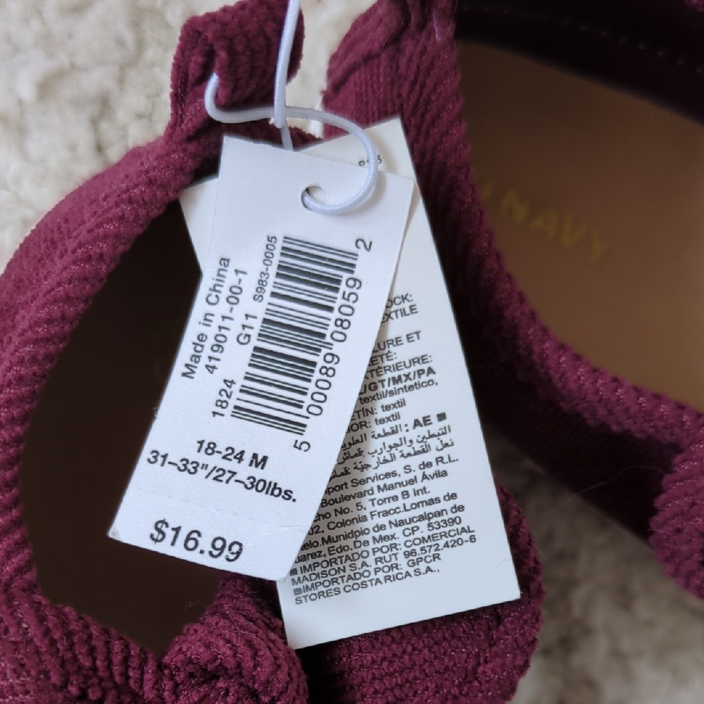 Kids Burgundy Corduroy Bow Shoes - Picture 2 of 5